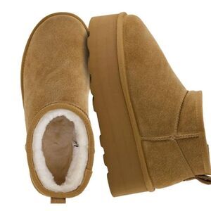 Cushionaire Hippy Women’s Suede Platform Ankle Boots Chestnut Size 8 New